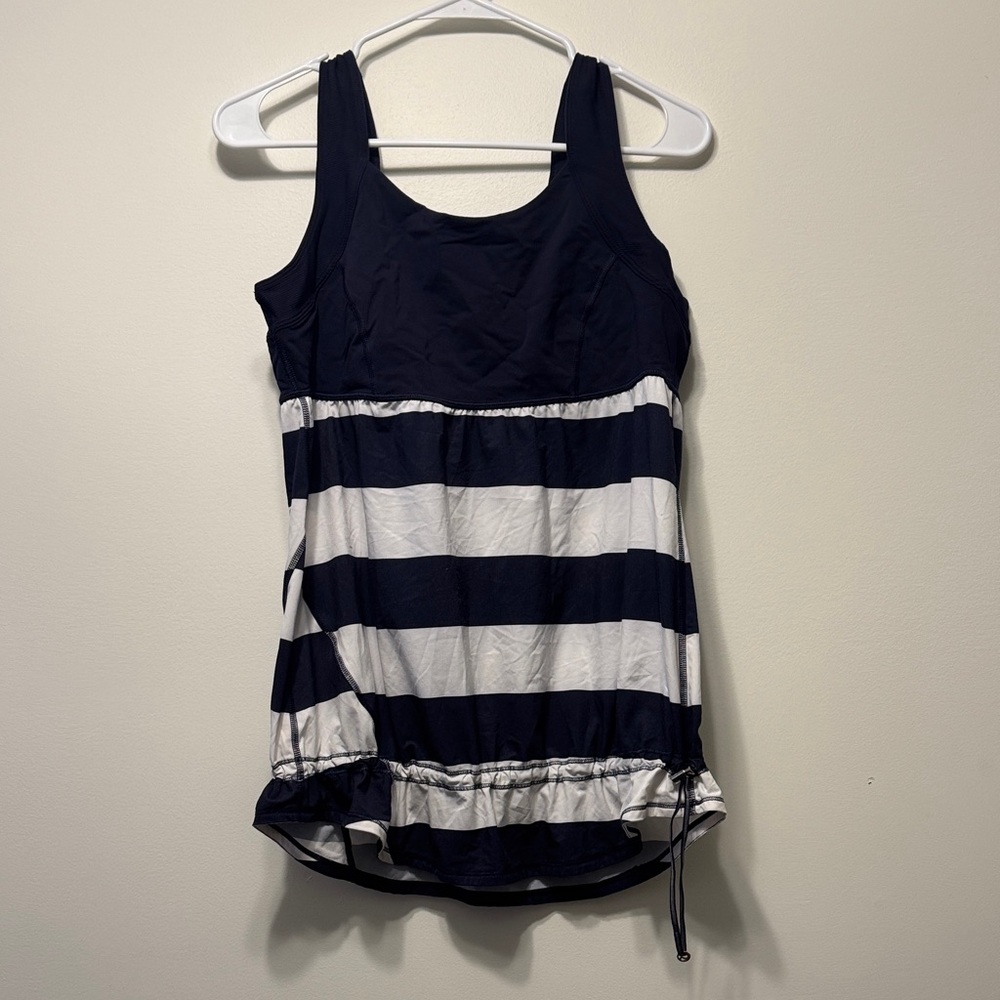 Lululemon Navy and White Striped Women's Top